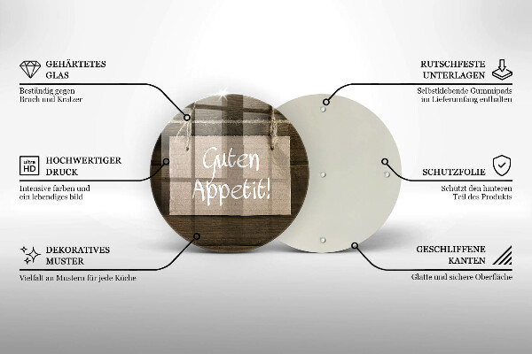 Chopping board glass GUTEN APETIT inscription boards