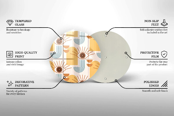 Chopping board glass Boho pattern eyes