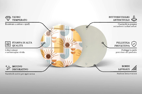 Chopping board glass Boho pattern eyes