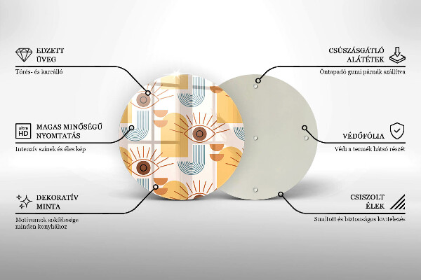 Chopping board glass Boho pattern eyes