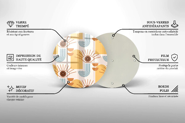 Chopping board glass Boho pattern eyes