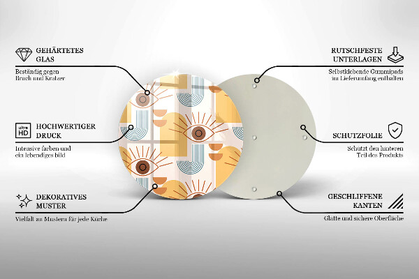 Chopping board glass Boho pattern eyes