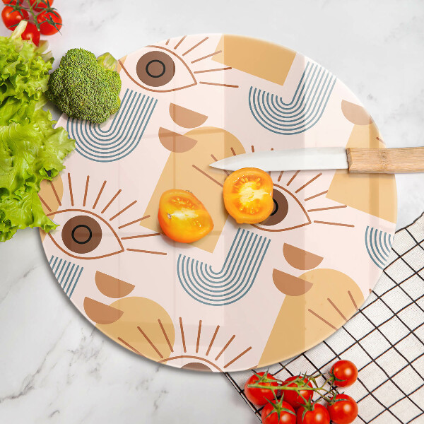 Chopping board glass Boho pattern eyes