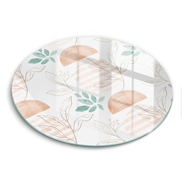 Chopping board glass Boho pattern leaves