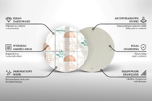 Chopping board glass Boho pattern leaves