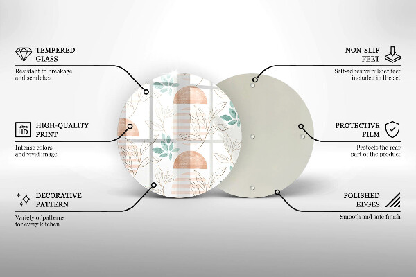 Chopping board glass Boho pattern leaves