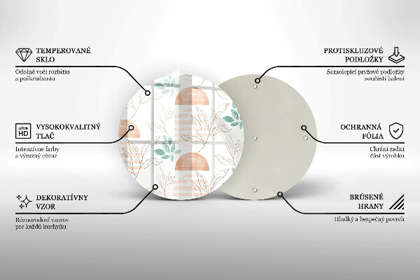 Chopping board glass Boho pattern leaves