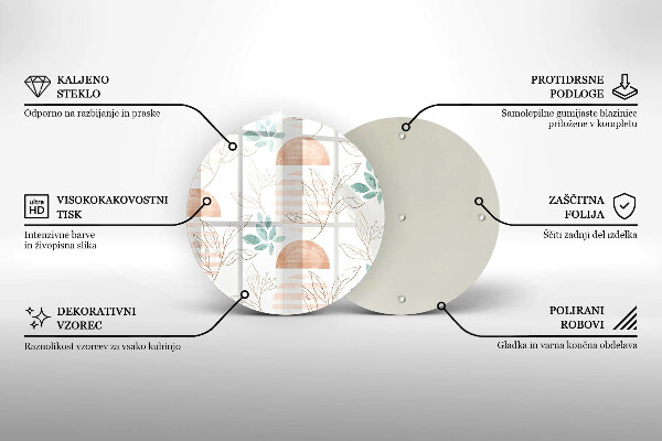 Chopping board glass Boho pattern leaves