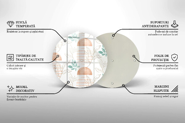 Chopping board glass Boho pattern leaves