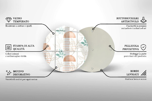 Chopping board glass Boho pattern leaves