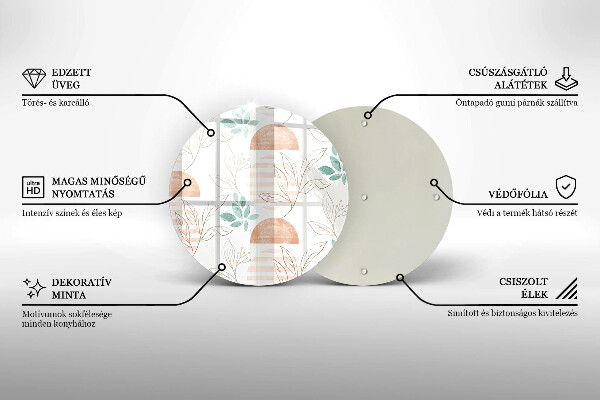 Chopping board glass Boho pattern leaves