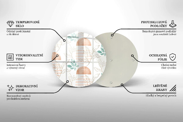 Chopping board glass Boho pattern leaves