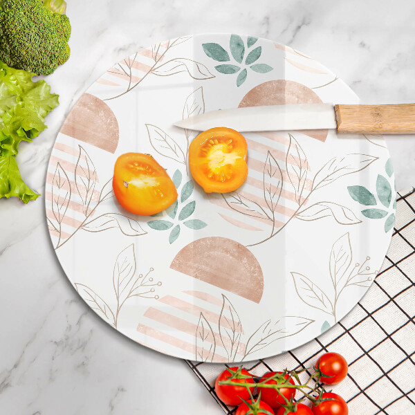 Chopping board glass Boho pattern leaves