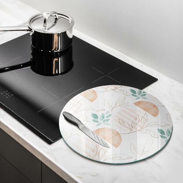 Chopping board glass Boho pattern leaves