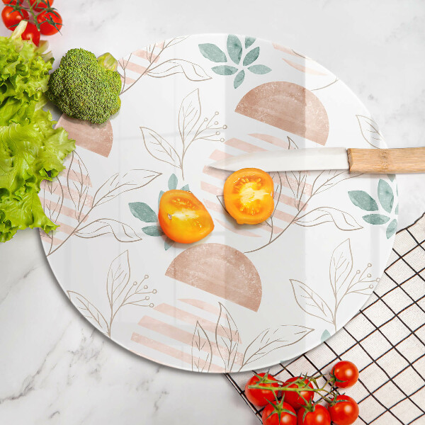 Chopping board glass Boho pattern leaves