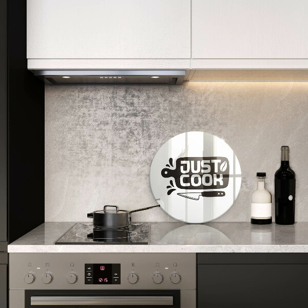 Chopping board glass Kitchen inscription Just Cook