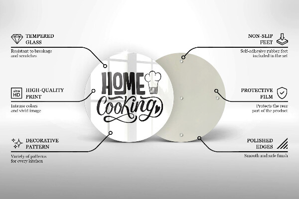 Chopping board glass Home Cooking inscription