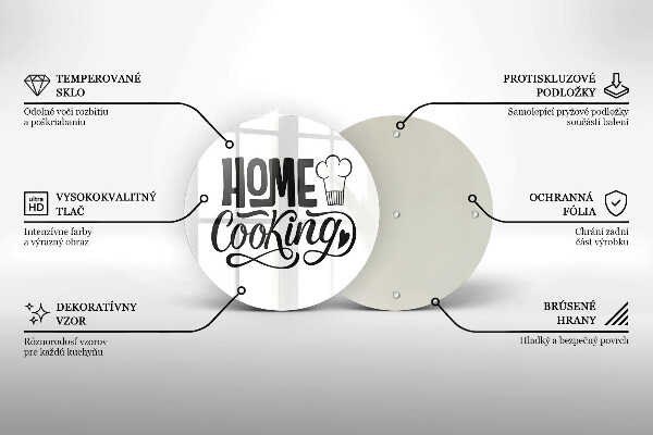 Chopping board glass Home Cooking inscription