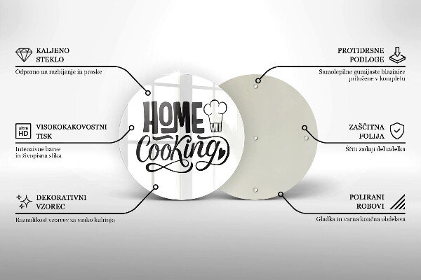 Chopping board glass Home Cooking inscription