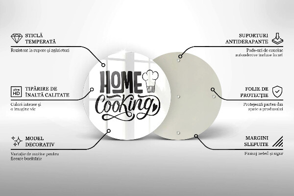 Chopping board glass Home Cooking inscription