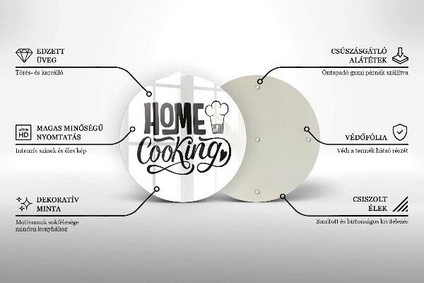 Chopping board glass Home Cooking inscription