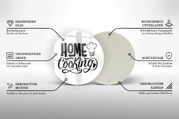 Chopping board glass Home Cooking inscription