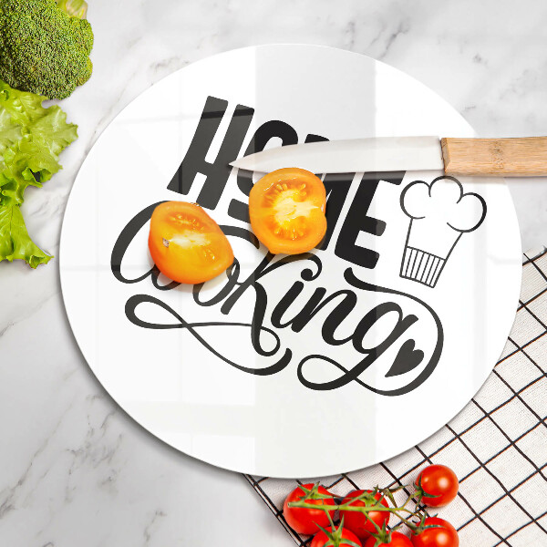 Chopping board glass Home Cooking inscription