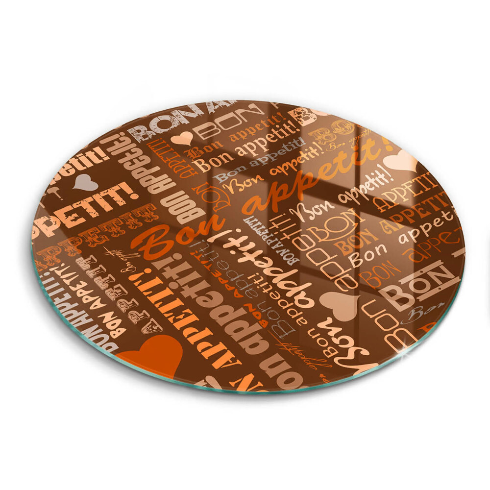 Chopping board glass Text Bon Appetit