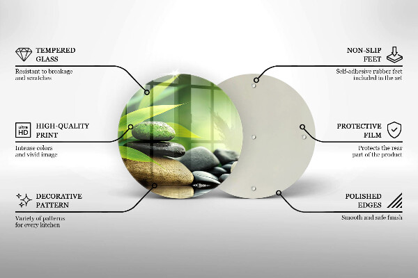 Chopping board Zen bamboo stones