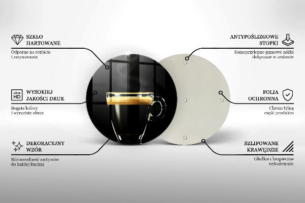 Chopping board A glass of black coffee