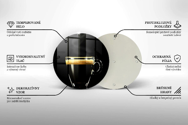 Chopping board A glass of black coffee