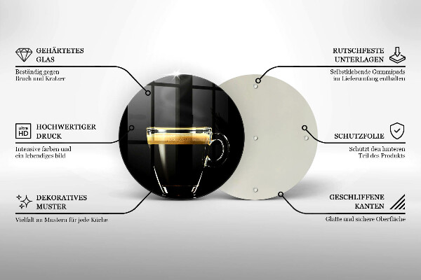 Chopping board A glass of black coffee