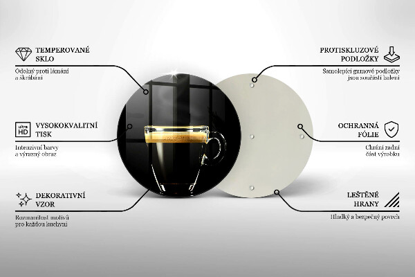 Chopping board A glass of black coffee
