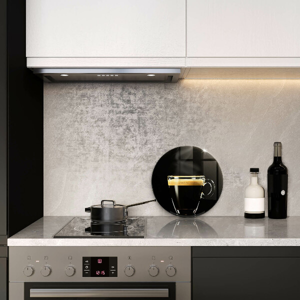 Chopping board A glass of black coffee