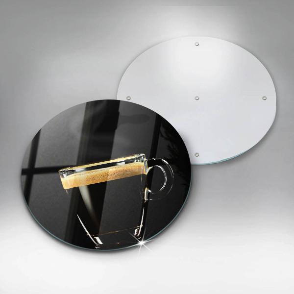 Chopping board A glass of black coffee