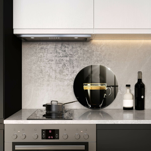 Chopping board A glass of black coffee