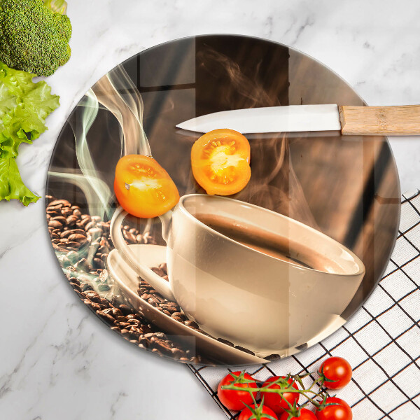 Chopping board Cup and coffee beans