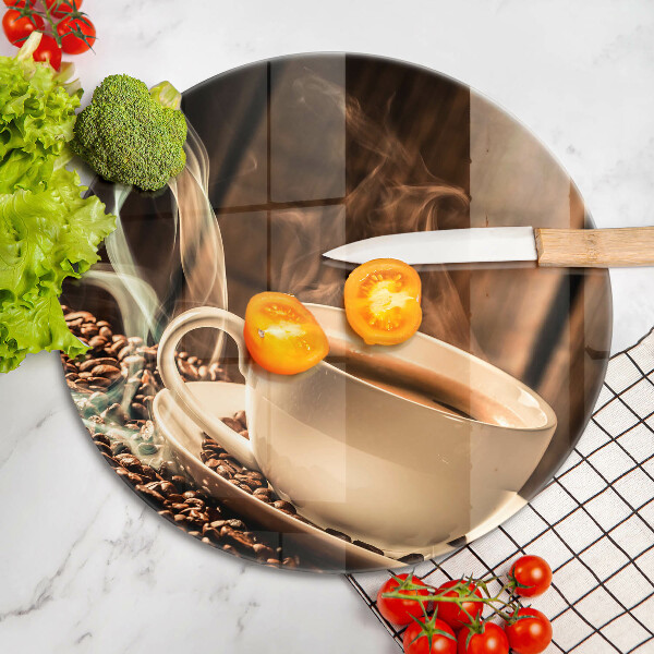 Chopping board Cup and coffee beans
