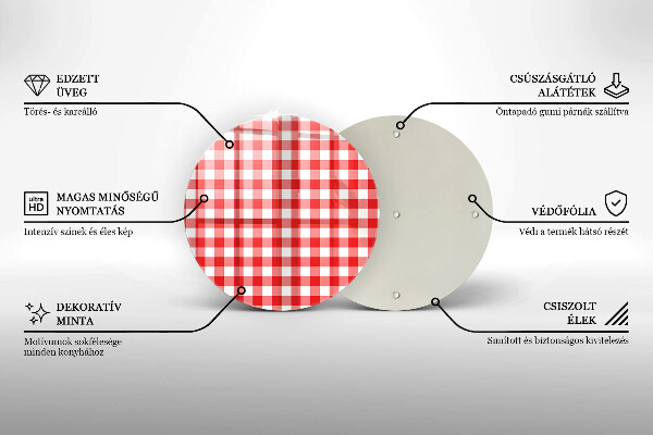 Chopping board Red white grille