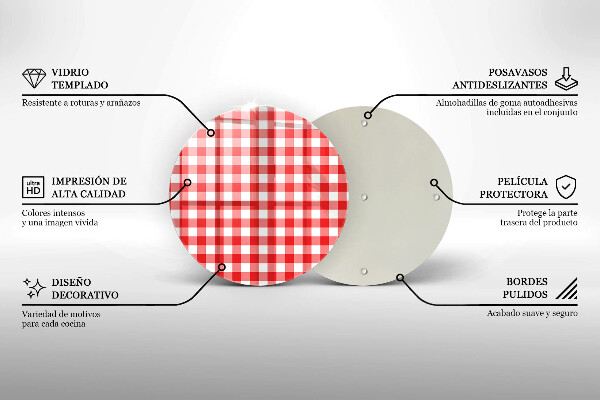 Chopping board Red white grille