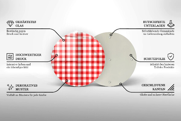 Chopping board Red white grille