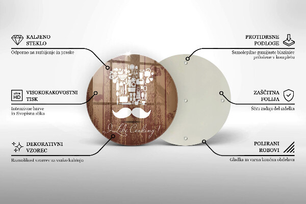 Chopping board glass Inscription and like cooking