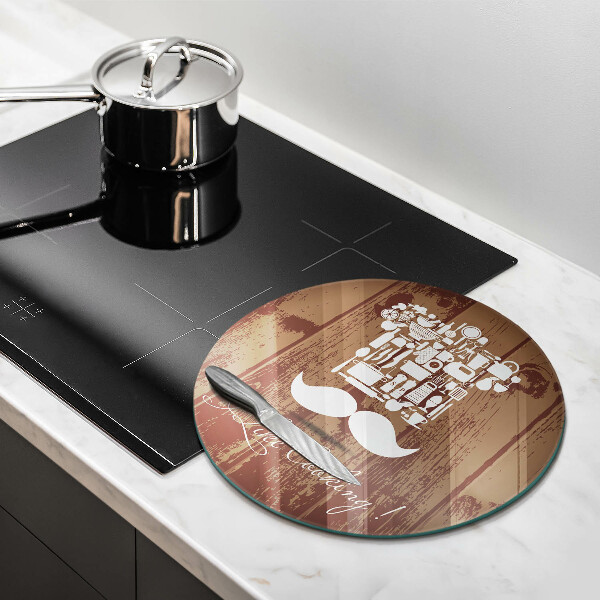 Chopping board glass Inscription and like cooking