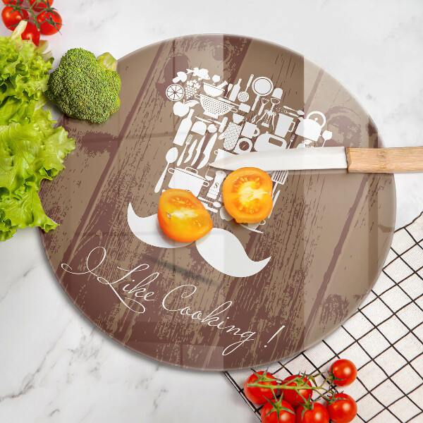 Chopping board glass Inscription and like cooking