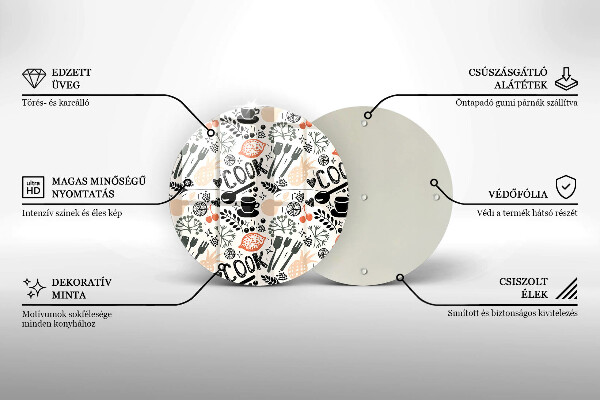 Chopping board glass Drawing kitchen theme