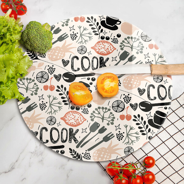 Chopping board glass Drawing kitchen theme