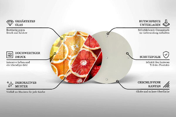 Chopping board glass Colorful fruit