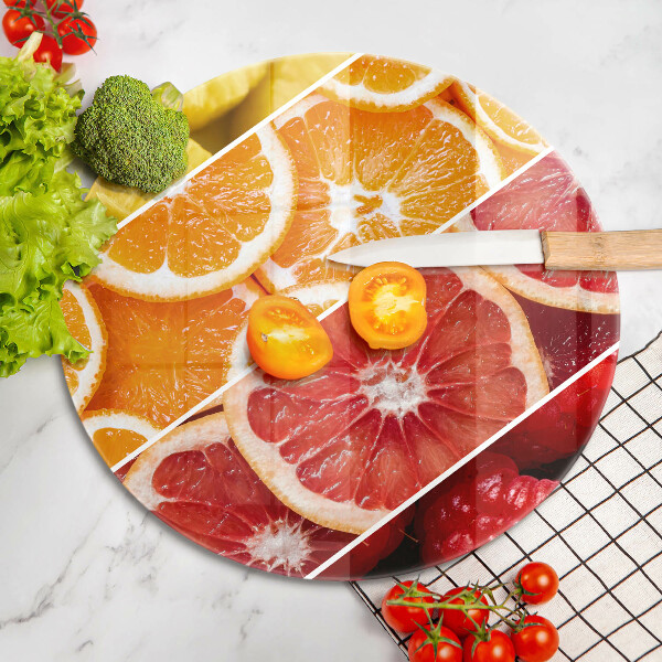 Chopping board glass Colorful fruit