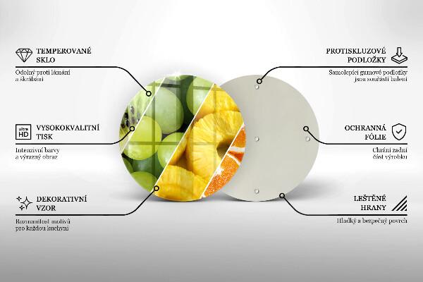 Chopping board glass Colorful fruit