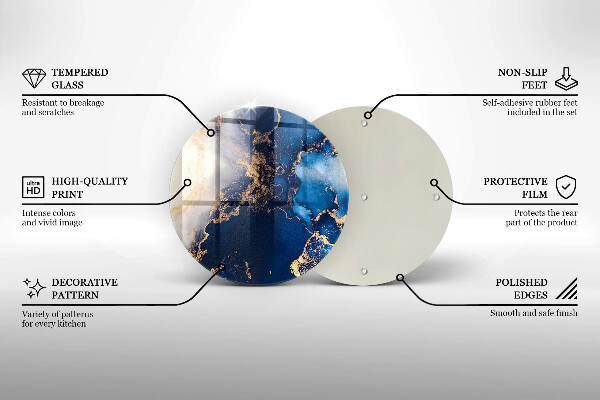 Chopping board glass Elegant background and gold